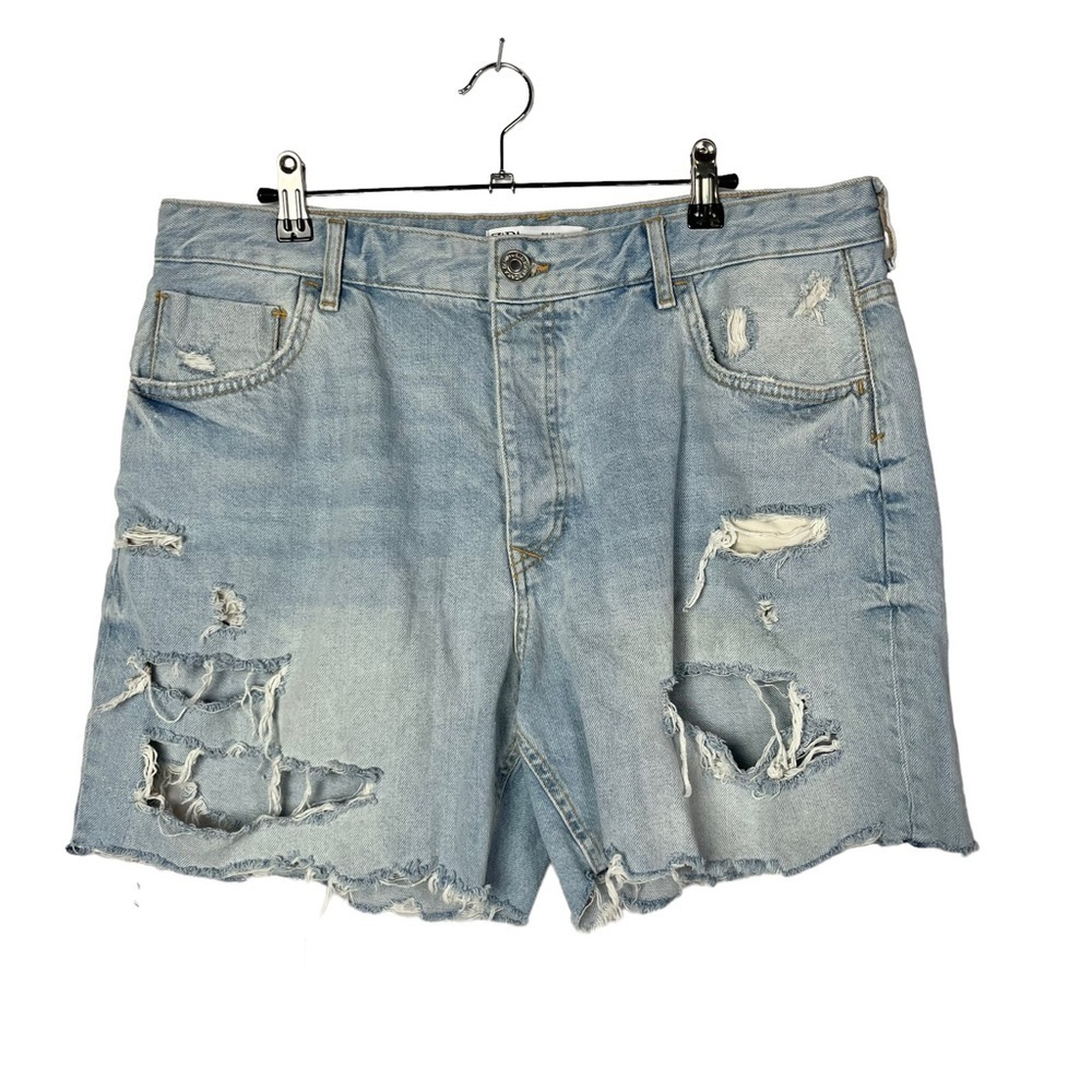 Zara Light‎ Wash Distressed High Rise Jean Shorts 14